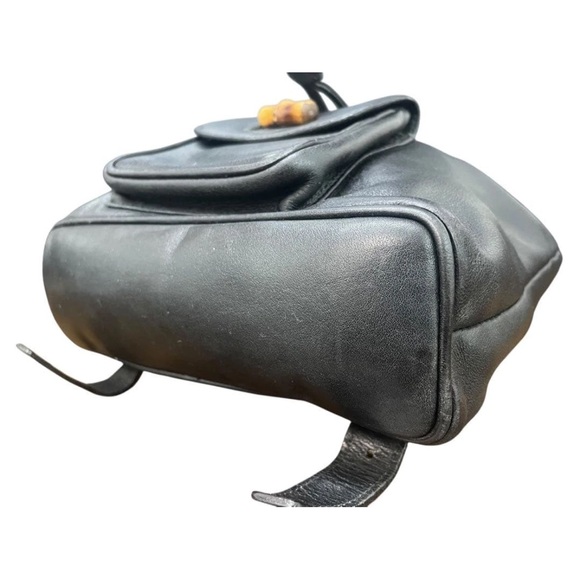 Gucci Black Leather Backpack with Gold Accents - Picture 6 of 13